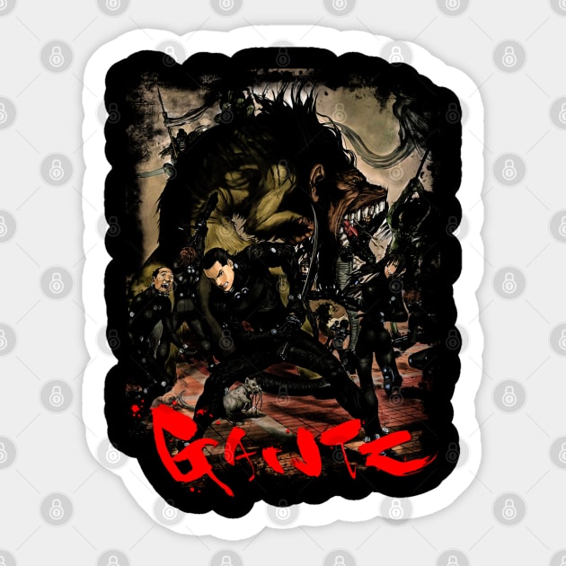 Masaru Kato's Heroic Stand - Pay Tribute with GANTZ Inspired Tee Sticker by NinaMcconnell